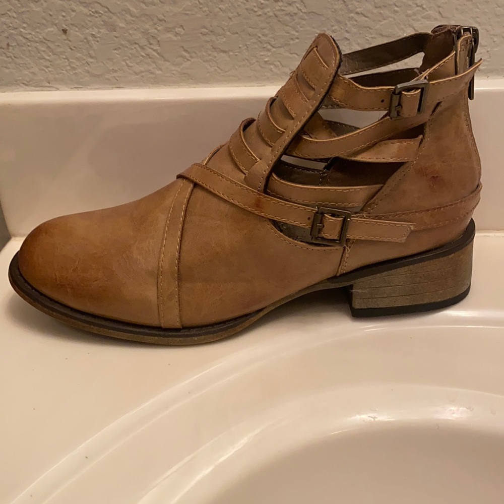 These are casual booties with zippers up the back.